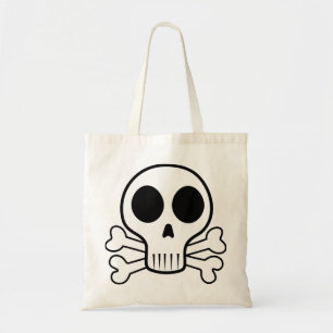 spooky skull on a black background tote bag