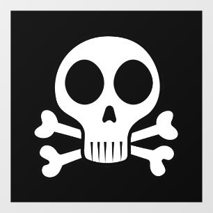 spooky skull on a black background window cling