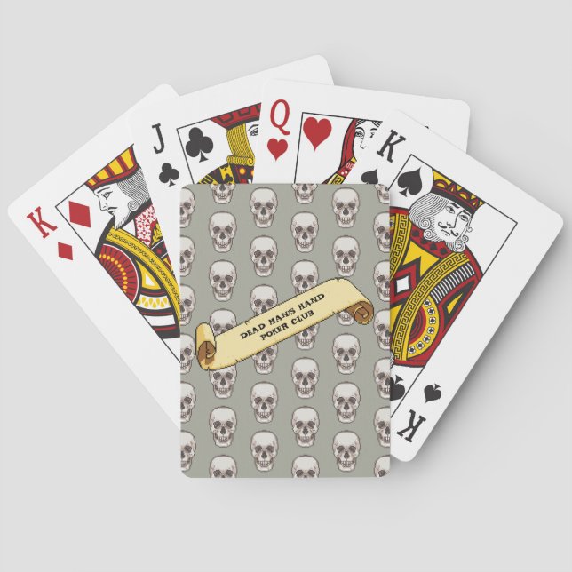 Spooky Skull Pattern Dead Man's Hand Poker Club Playing Cards (Back)