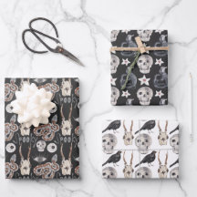 Spooky Skull Snake Black Raven Crow