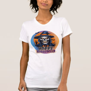 Spooky Skull Witch Halloween Art-88888 T-Shirt