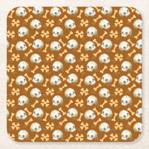 Spooky skulls and bones Halloween pattern Tank Top Square Paper Coaster