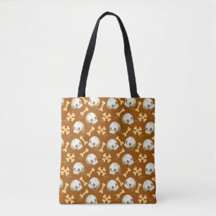 Spooky skulls and bones Halloween pattern Tote Bag
