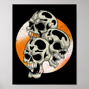 Spooky Skulls Halloween Costume Party Scary Skull  Poster