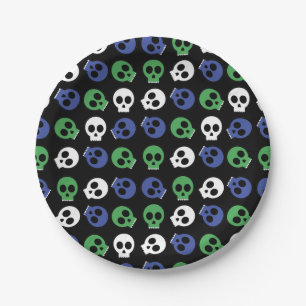 Spooky Skulls Halloween Paper Plate