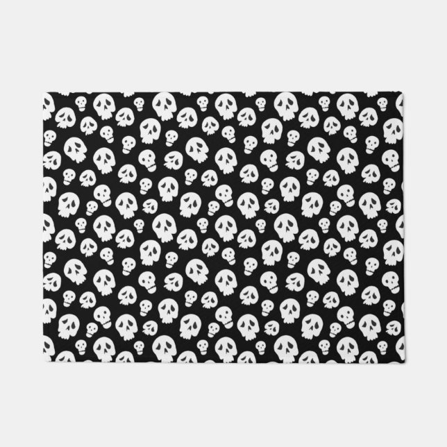 Spooky Skulls Halloween Pattern Doormat (Front)