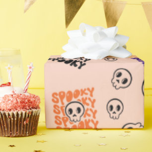 Spooky Skulls Seamless Halloween Wrapping Paper