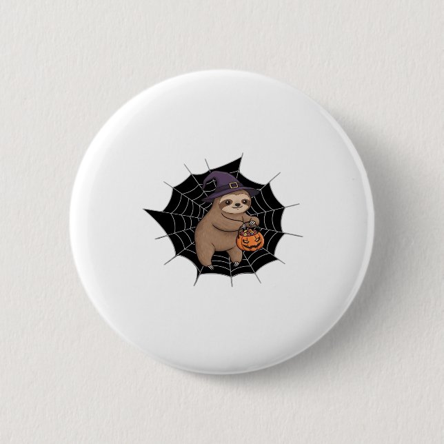 Spooky Sloth Halloween Fun - Cute Trick-or-Treat A 2 Inch Round Button (Front)