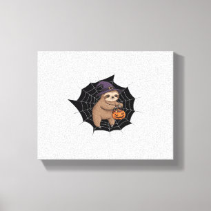 Spooky Sloth Halloween Fun - Cute Trick-or-Treat A Canvas Print