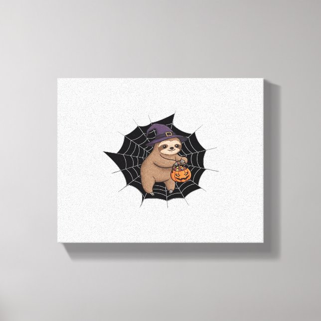 Spooky Sloth Halloween Fun - Cute Trick-or-Treat A Canvas Print (Front)