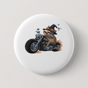 Spooky Sloth Motorcycle Ride Halloween Biker Fun C 2 Inch Round Button