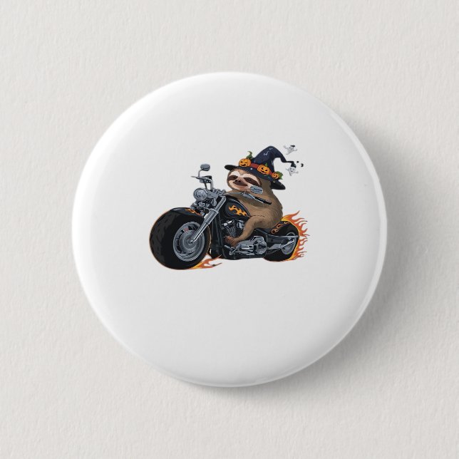 Spooky Sloth Motorcycle Ride Halloween Biker Fun C 2 Inch Round Button (Front)