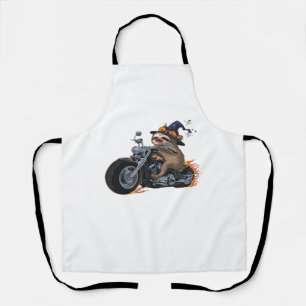 Spooky Sloth Motorcycle Ride Halloween Biker Fun C Apron