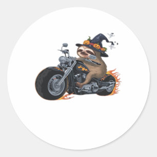 Spooky Sloth Motorcycle Ride Halloween Biker Fun C Classic Round Sticker
