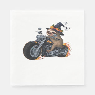 Spooky Sloth Motorcycle Ride Halloween Biker Fun C Napkin