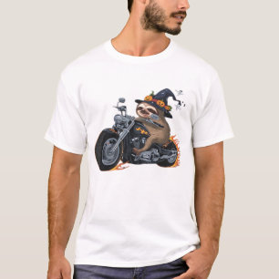 Spooky Sloth Motorcycle Ride Halloween Biker Fun C T-Shirt