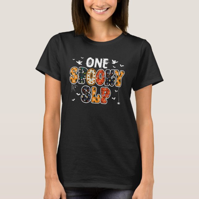 Spooky SLP Groovy Halloween Speech Language Pathol T-Shirt (Front)