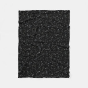 Spooky Small Black Cat Nap Fleece Blanket (Black)