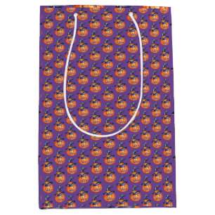 Spooky smiling Halloween pumpkin Wrapping Paper Medium Gift Bag