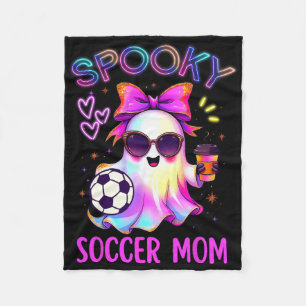 Spooky Soccer Mom Coquette Bow Coffee Lover Soccer Fleece Blanket