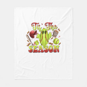 Spooky Softball Costume Funny Halloween Tis The Se Fleece Blanket