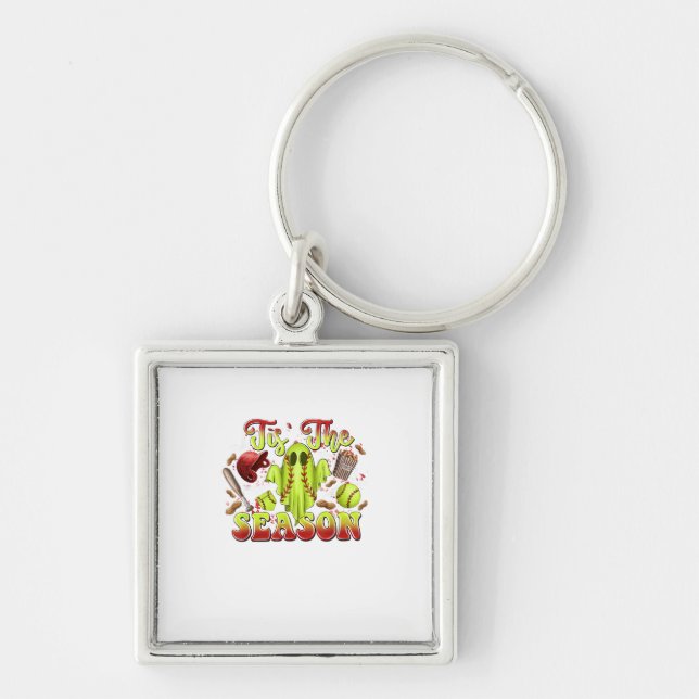 Spooky Softball Costume Funny Halloween Tis The Se Keychain (Front)