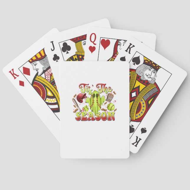 Spooky Softball Costume Funny Halloween Tis The Se Playing Cards (Back)