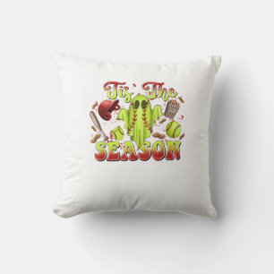Spooky Softball Costume Funny Halloween Tis The Se Throw Pillow