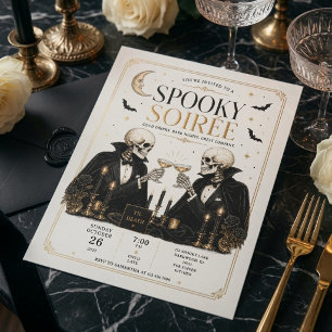 Spooky Soirée Elegant Halloween Cocktail Party Holiday Card
