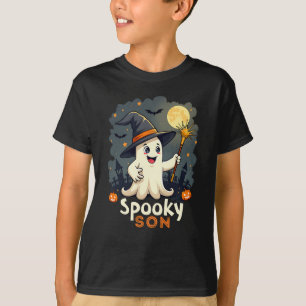 Spooky Son Halloween Ghost with Witch Hat T-Shirt
