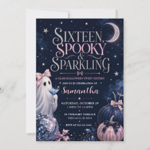 Spooky Sparkling Sweet Sixteen Party Invitation