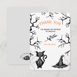 Spooky Spellbinding Halloween Birthday Party  Thank You Card