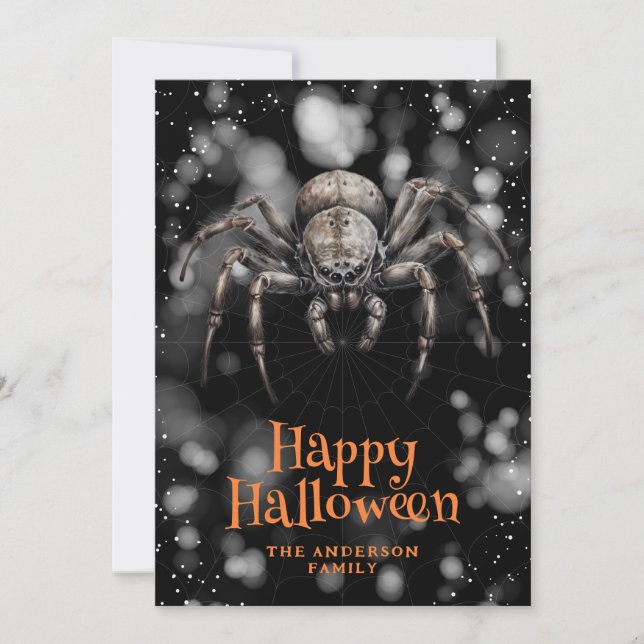Spooky Spider Cobweb Happy Halloween Card (Front)