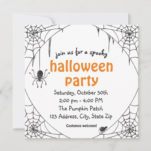 Spooky Spider Halloween Party Invitation (Front)