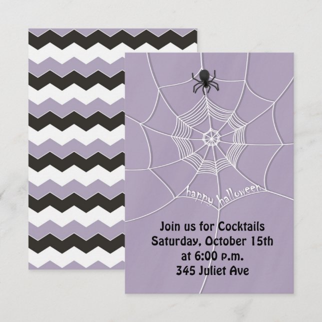 Spooky Spider in Spider Web Invitation (Front/Back)