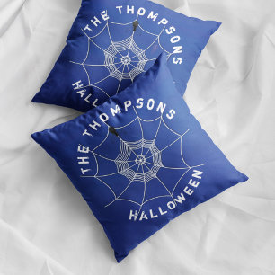 Spooky Spider in Spider Web Personalized Throw Pillow