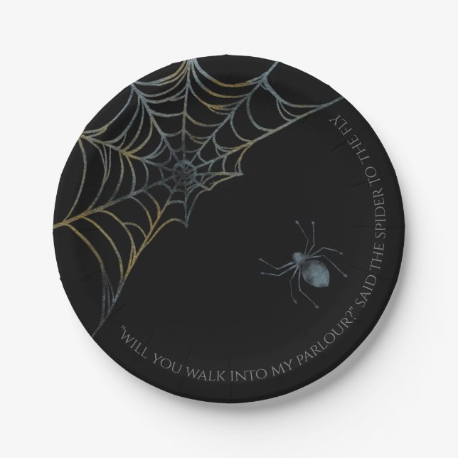 Spooky spider themed Halloween Paper Plate (Front)