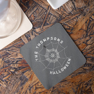 Spooky Spider Web Gothic Halloween Drink Decor Coaster