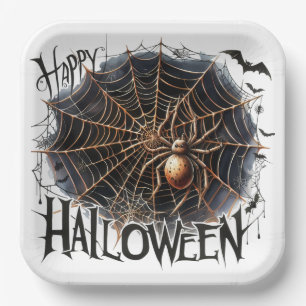 Spooky Spider Web Halloween Paper Plate