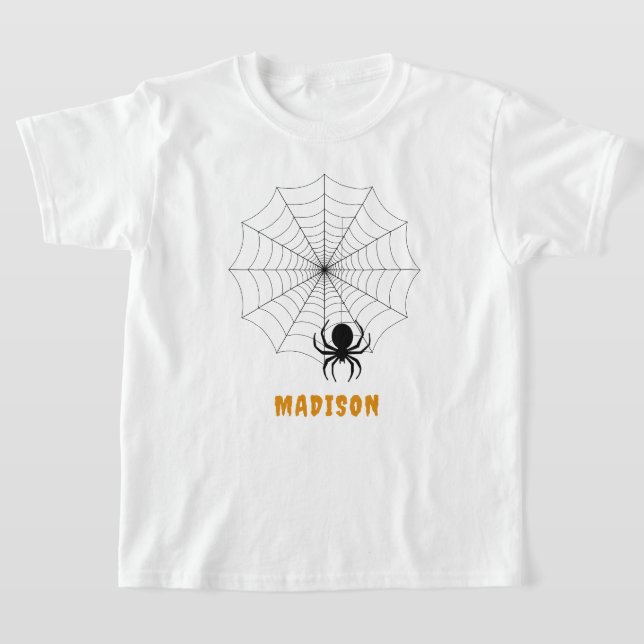 Spooky Spider & Web Personalized Halloween T-Shirt (Laydown)