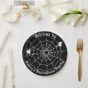 Spooky Spiders and Cobwebs Halloween Party Paper Plate