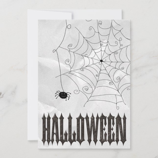 Spooky Spiders & Cobwebs Halloween Invitation (Front)