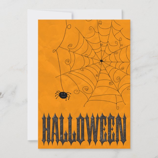 Spooky Spiders & Cobwebs Halloween Invitation (Front)