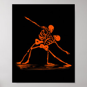 Spooky Spooktober Dancing Skeletons Meme Poster