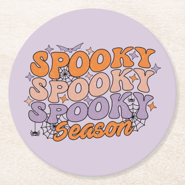 Spooky Spooky Spooky Season Round Paper Coaster (Front)