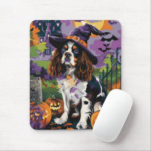 Spooky Springer Spaniel Halloween Witch Pumpkin  Mouse Pad