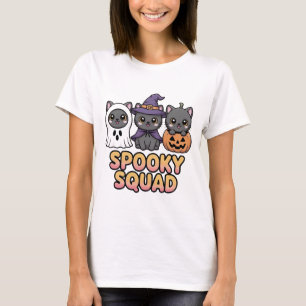 Spooky Squad Cute Halloween Cats T-Shirt   Kawaii 