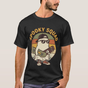 Spooky Squad Halloween Skateboard Ghost T-Shirt