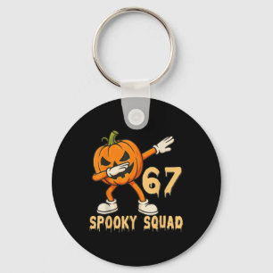 Spooky Squad Pumpkin 67 Halloween Meme 6 7 Numbers Keychain