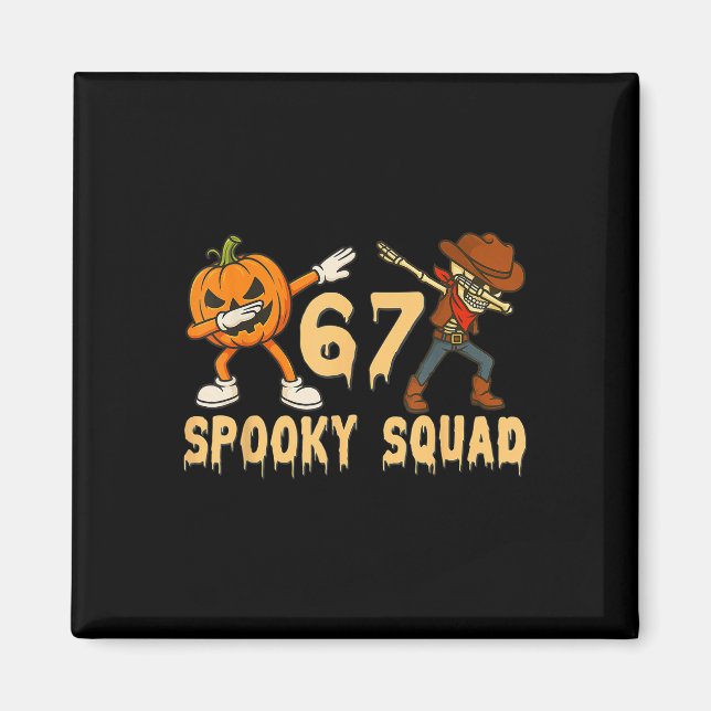 Spooky Squad Pumpkin 67 Halloween Meme 6 7 Numbers Magnet (Front)